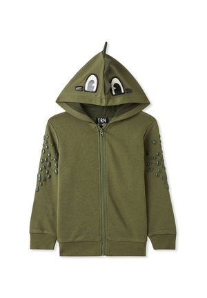 SIMPATICA CON DETTAGLI 3D DINOSAURO - Felpa con zip - verde militare chiaro