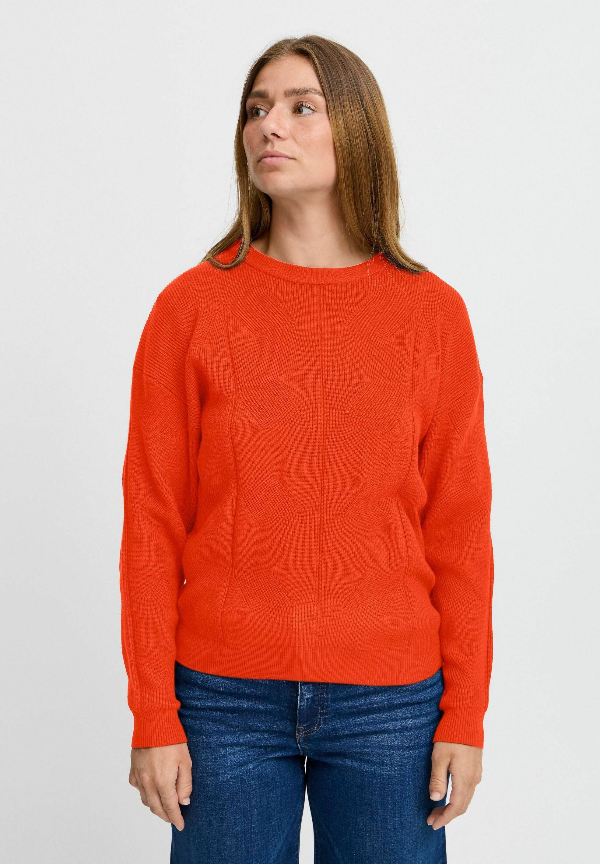 売れ筋商品|||イチ ニット&セーター レディース アウター IHBoston - Jumper - orange com ICHI IHBoston - Jumper - orange com/red - Zalando