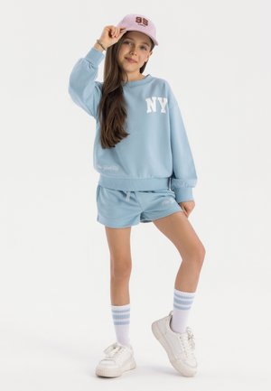 CREW NECK AND SHORT SET - Tepláky - blue