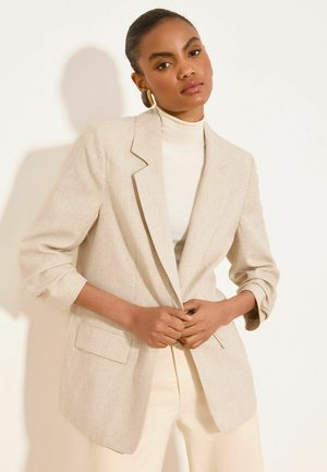 Lipsy, REGULAR FIT - RUCHED SLEEVE BLAZER . - Short coat - linen-look neutral