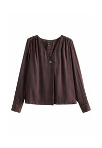 REGULAR FIT - V-NECK  - Palaidinė - chocolate brown check