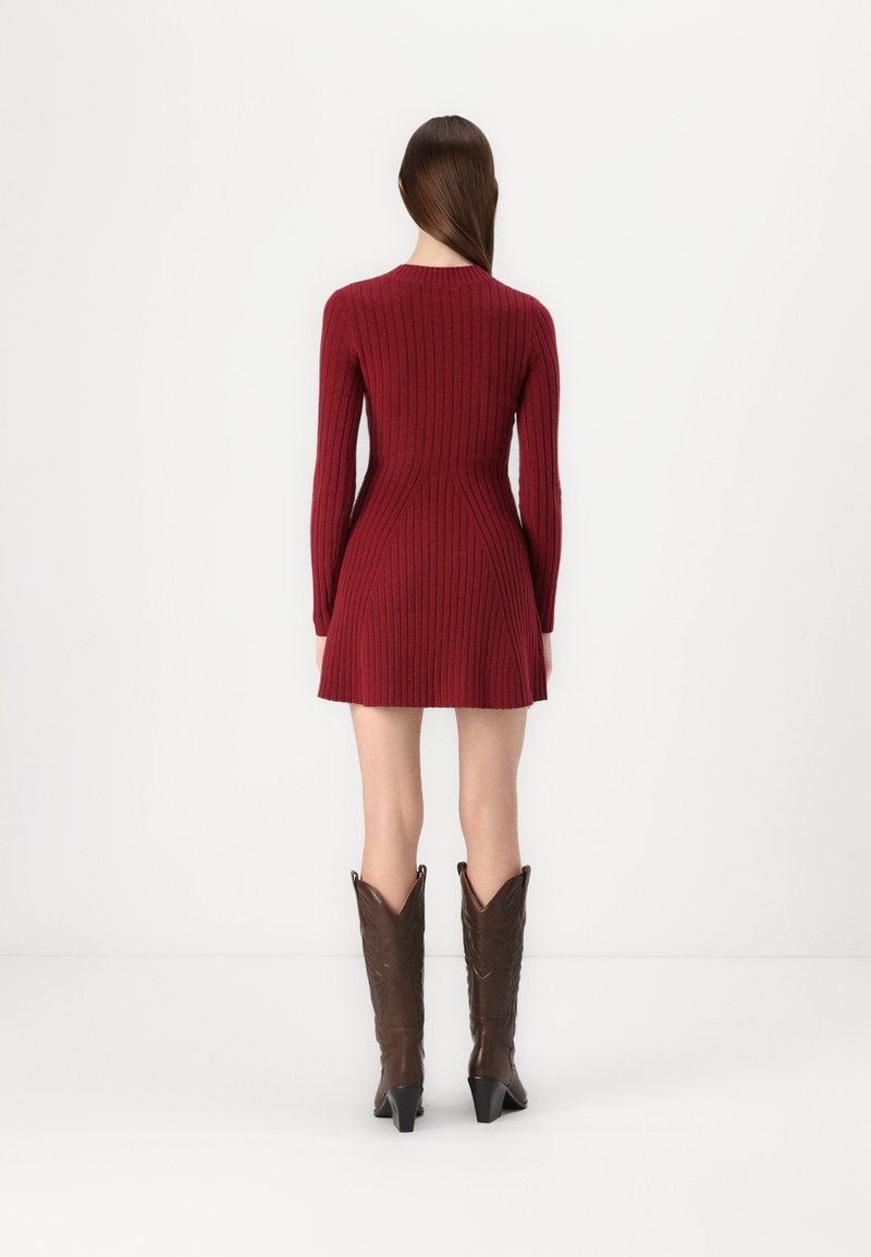 Hollister Co. Ribbed Skater Mini Sweater Dress - Jumper dress -  cordovan/dark red - Zalando.ie