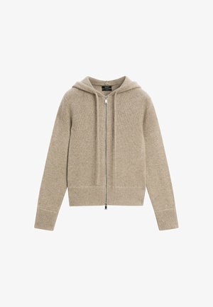 Massimo Dutti, 100% CASHMERE HOODED ZIP-UP CARDIGAN - Felpa con zip - beige