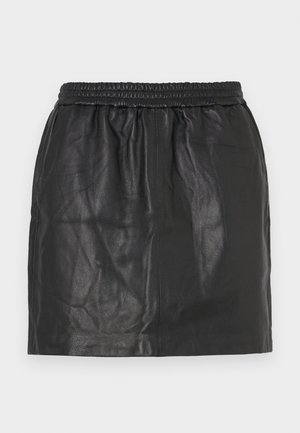CLOSED ELASTICATED MINI SKIRT - Jupe en cuir - black