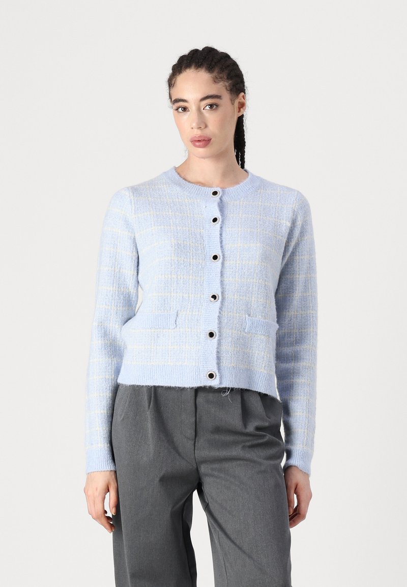 VILA VIAUDREY CHECK - Casaco de malha - kentucky blue