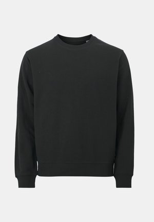 Musthave musternes, ümmargune kaelus, pikad varrukad, valmistatud pehmest puuvillasegusest kangast. Omab soonikkoes varrukasuude ja äärega, siledat tekstuuri ning minimalistikku disaini.