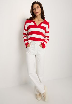 LASCANA, LASCANA POLOKRAGENPULLOVER - Polo shirt - rot-weiß