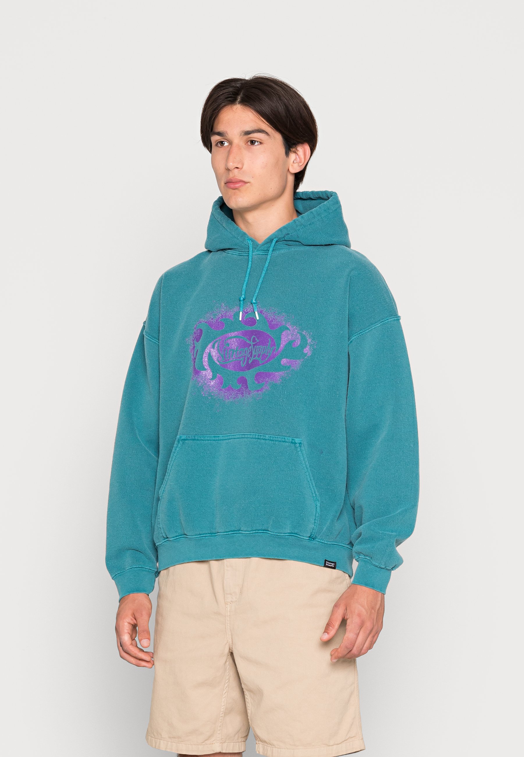 Vintage Supply FRONT PRINT HOODIE - Sweatshirt - teal - Zalando.co.uk