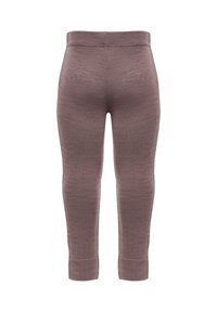 Leggings i en enfärgad mauve nyans, tillverkade av texturerat elastiskt material, med hög midja och åtsittande silhuett, beskurna vid vristen.