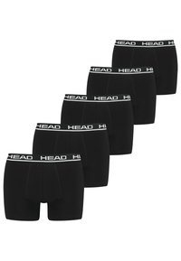 Caleçons boxers noirs en pack de cinq. Dotés d'une ceinture blanche avec le logo "HEAD" et des détails cousus. Fabriqués en tissu extensible.