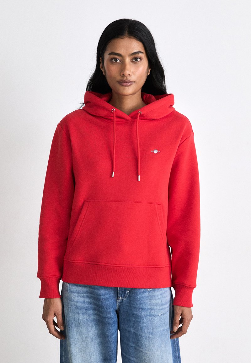 GANT SHIELD HOODIE - Sweatshirt - bright red