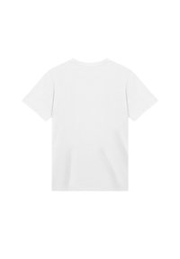 Plain white short-sleeve T-shirt shown from the back, with a round neckline and no visible logos or designs.