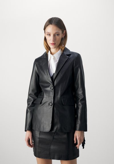 STUDIO ID ROXY FRINGED - Nahkjakk - black