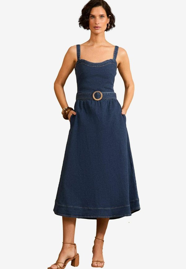 REGULAR FIT -   MIDI . - Jeanskleid - dark wash