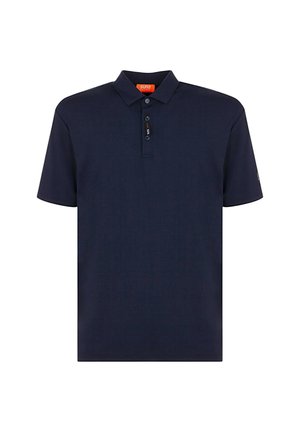 Polo shirt blu navy realizzato in tessuto morbido, con colletto classico, listino a tre bottoni e un sottile etichetta del marchio sul davanti.