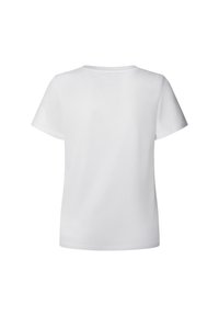 T-shirt en coton blanc à manches courtes, encolure ronde, texture lisse et design simple, présenté de dos.