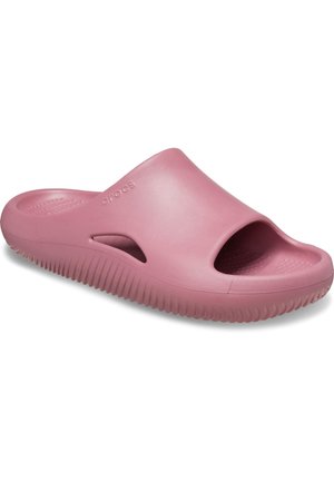 Pink slip-on Crocs sandaler med åben tå, tekstureret indersål, sideventilationshuller og en ribbet, polstret sål.
