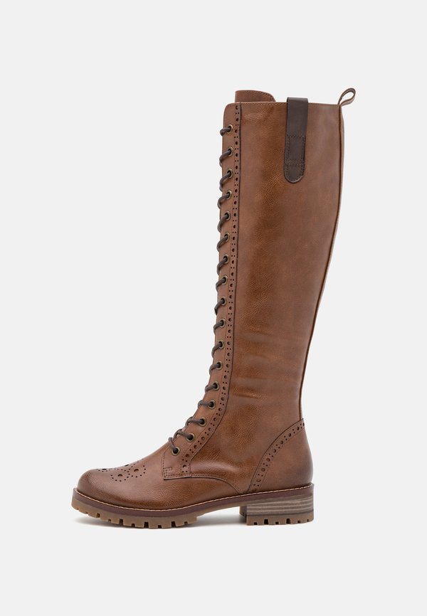 Lace-up boots - cognac combination3