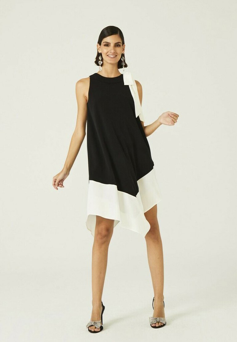 DOLORES PROMESAS BICOLOR ASIMETRICO Vestido informal black