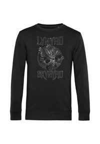 Černá mikina s dlouhým rukávem s grafickým designem orla a kytary s textem "LYNYRD SKYNRYD 73" v bílé barvě. Materiál směs bavlny.