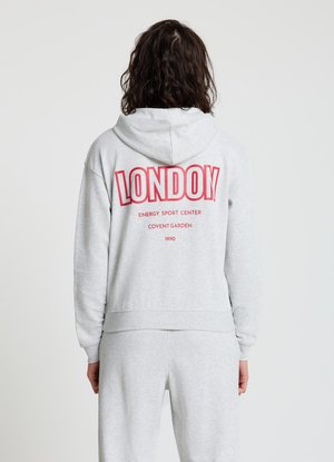 CON STAMPA RETRO - Sweat à capuche - grigio chiaro melange