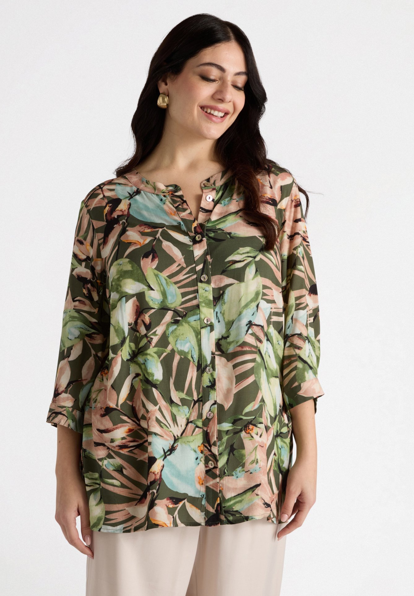 Fiorella Rubino STAMPA JUNGLE Camicetta verde militare/verde