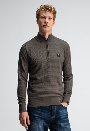 STRUCTURE HALFZIP - Strickpullover - mocha brown