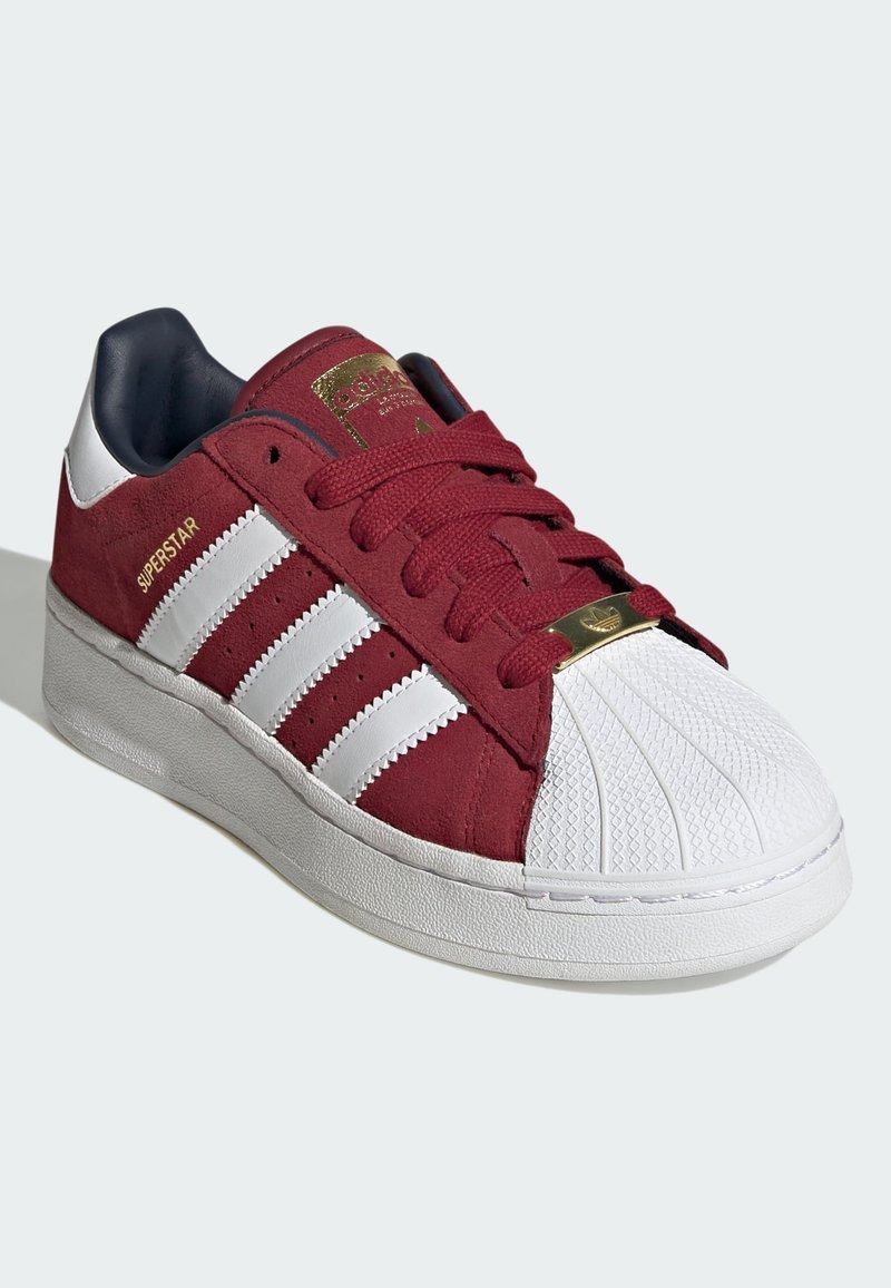 adidas superstar white and burgundy