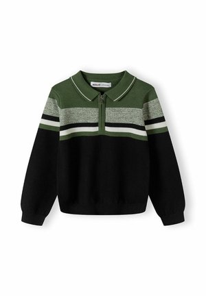 STRIPE COLLAR LONG SLEEVE - Langarmshirt - khaki black