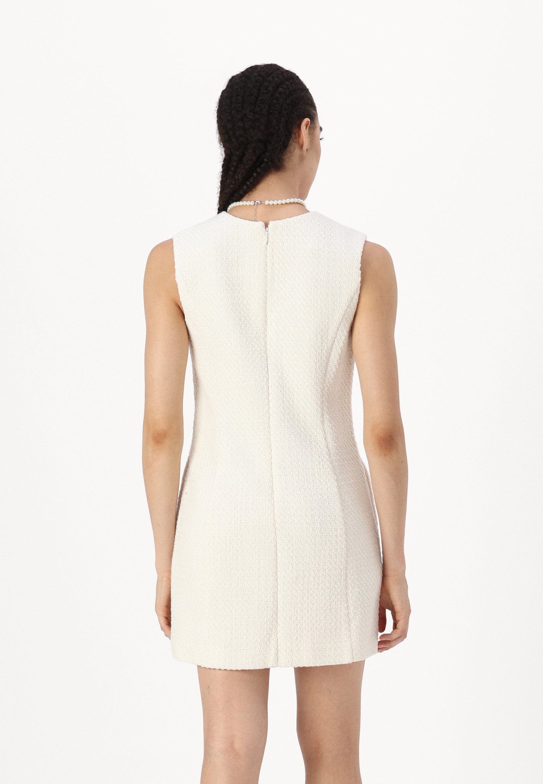 Abercrombie & Fitch MINI DRESS - Day dress - white tweed/off-white
