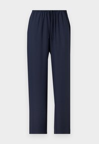 Παντελόνι με ελαστική μέση σε ναυτικό μπλε χρώμα, με ίσια πόδια και κορδόνι δεσίματος μπροστά, εμφανίζεται πάνω σε ανοιχτό φόντο.