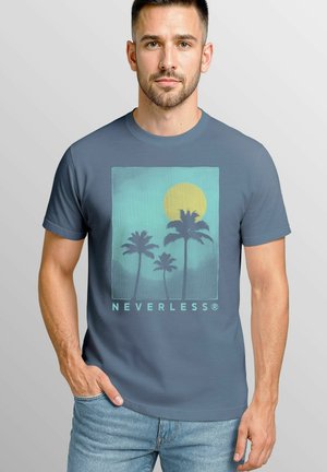 Print T-shirt - denim blue