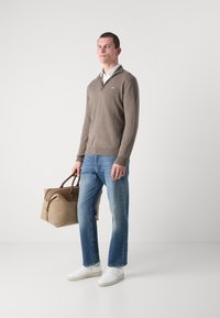 GANT HALF ZIP - Pulover - dark hazelnut melange