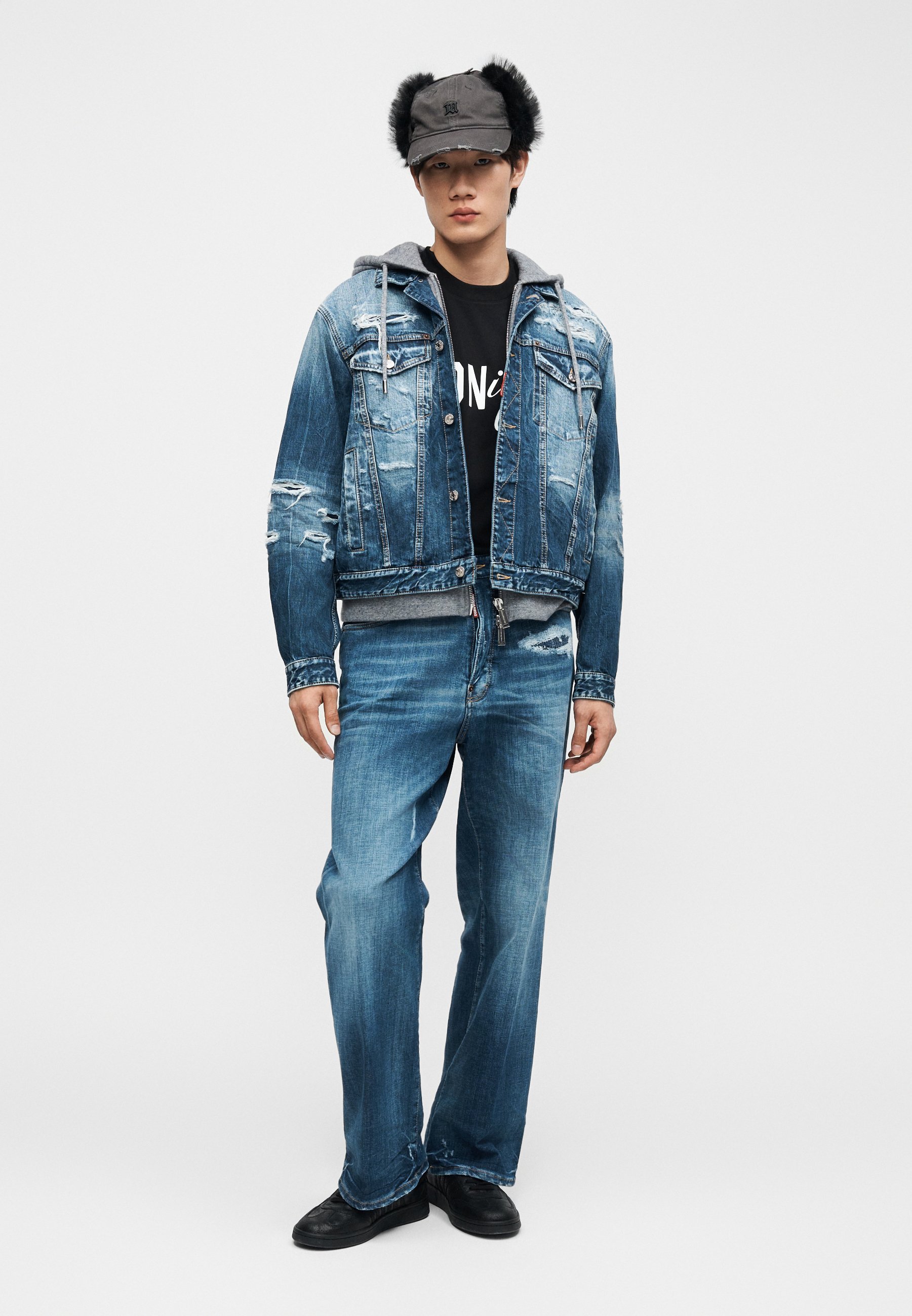 2020 Dsquared2 Over Jean Jacket ジージャン Dsquared2 OVER JACKET - Denim jacket - navy blue/blue denim