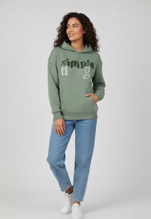 MIT SCHRIFTZUG - Kapuzenpullover - grün