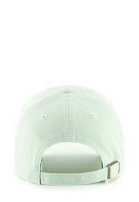 Mint green cotton cap featuring a curved brim, adjustable strap, and stitching details. The back is open with a metal accent.