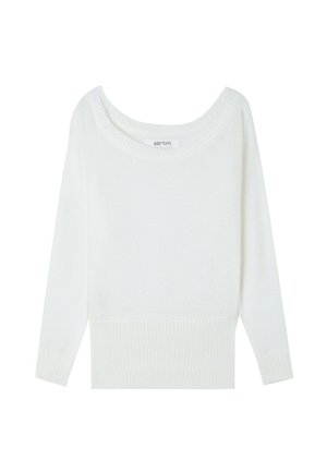Stradivarius, BOAT NECK WAISTBAND JUMPER - Pullover - white