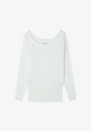 Stradivarius, BOAT NECK WAISTBAND JUMPER - Strickpullover - white