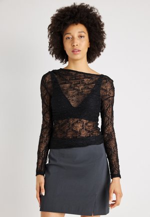 RHINESTONE TOP - Top s dlhým rukávom - black