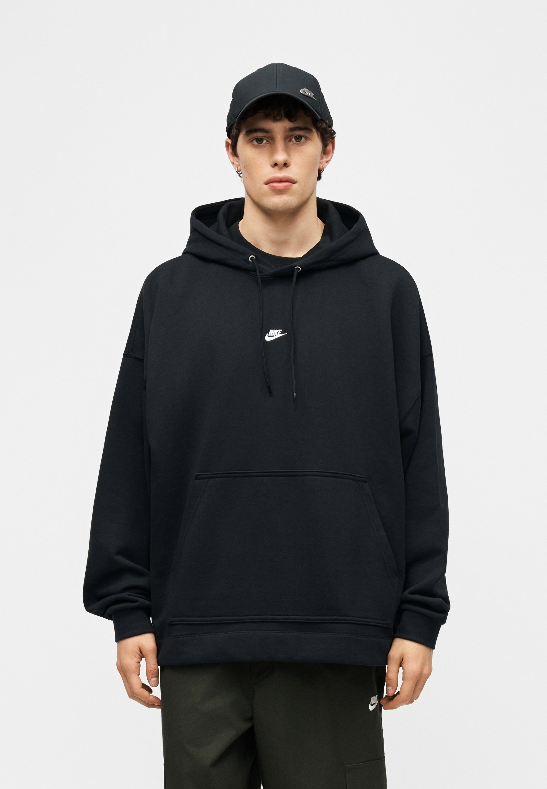 Nike Sportswear M NK CLUB FT OS PO HOODIE - Hoodie - black/white