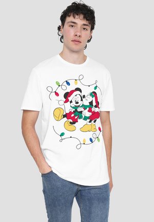 Disney MICKEY MOUSE AND MINNIE CHRISTMAS KISS - T-Shirt print - white