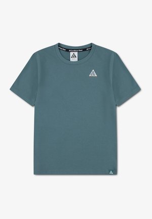 Kortærmet teal T-shirt med rund hals og ACG-logo trykt på brystet og tæt på bundkanten.