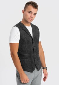 Ombre CHECKED WITH COLLAR - Chaleco de traje - graphite