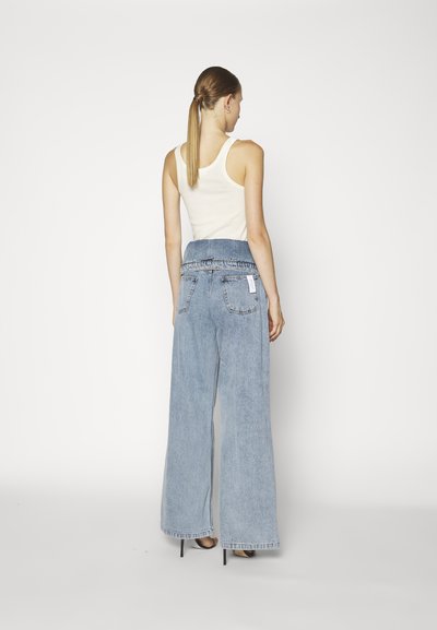 ROKH FLAP DETAILED TROUSERS - Wide leg - light blue