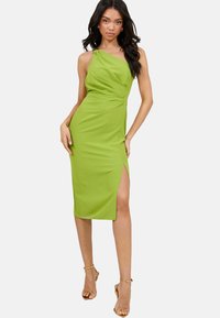 Lipsy - PETITE FIT - ONE SHOULDER METAL TRIM RUCHED - Shift dress - green Thumbnail Image 1