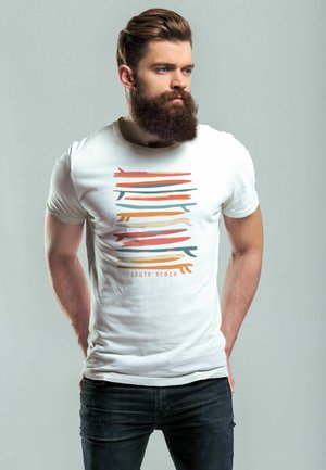 SURFBOARDS SOUTH BEACH CALIFORNIA USA SOMMER SURF - Print T-shirt - weiss rot