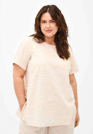 Zizzi KURZÄRMLIGE UND DETAIL - Bluse - sandshell