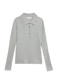 RIBBED COLLARED BUTTON DETAIL - Polo - grey