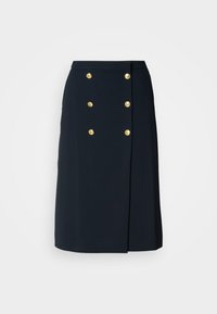 Tommy Hilfiger BUTTON MIDI SKIRT - Falda acampanada - desert sky