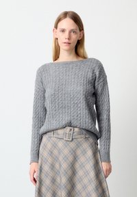 More & More MIT ZOPFMUSTER - Strickpullover - grau meliert